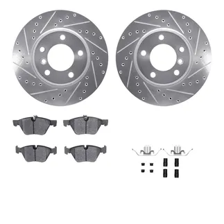 R1 Concepts WGYH1-31086 eLINE Rotor - Drilled & Slotted - Silver W/ Semi-Met Pads